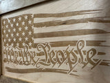 American Flag Gun Cabinet We The People Decorative and Secure Hidden Gun Safe (Natural)