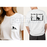 "No Risk No Reward" Wild Turkey Hunting T-Shirt – Vintage Strutting Turkey Graphic Tee, Premium 100% Cotton Hunter Gift Idea, Soft Lived-In Heavyweight Outdoor Pursuit Shirt, Made in USA