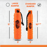 The HuntEmUp 3in Plastic Dog Training Bumper Dummy w/Valve Orange