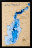 Laser Cut Maps of Lake Osakis in Todd County, Minnesota