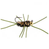 Barbless Pat's Rubber Legs Tungsten Bead Jigged Coffee/Black Euro Nymph  - Set of 12 Flies Hook Size 10