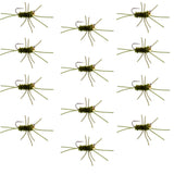 Barbless Pat's Rubber Legs Tungsten Bead Jigged Dark Olive Euro Nymph  - Set of 12 Flies Hook Size 10