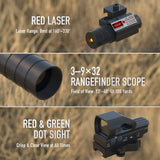 Pinty Nova 3-in-1 3-9x32 SFP Rifle Scope Combo, Red Laser