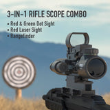 Pinty Nova 3-in-1 3-9x32 SFP Rifle Scope Combo, Red Laser