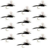 Parachute Black Gnat Classic Dry Fly - 12 Flies Size 14