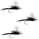 3 Pack Parachute Black Gnat Classic Dry Fly - Size 12