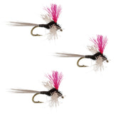3 Pack Trico Spinner High Visibility Pink Post Flies Hook Size 20