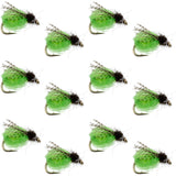 LaFontaine Bright Green Deep Sparkle Caddis Pupa - 1 Dozen Flies Hook Size 14