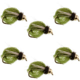LaFontaine Olive Deep Sparkle Caddis Pupa - 6 Flies Hook Size 16