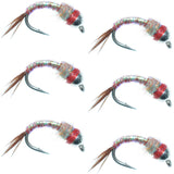 Bead Head Rainbow Warrior Nymph Fly Fishing Flies 6 Flies Hook Size 18