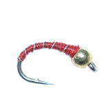 Bead Head Red Zebra Midge Still Water Nymph 6 Flies Hook Size 20