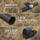 Pinty Nova 3-in-1 3-9x32 SFP Rifle Scope Combo, Green Laser