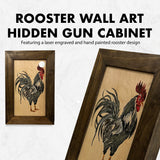 Farmhouse Rooster Gun Concealment Furniture - Handcrafted Hidden Gun Storage Wall Decor - Hidden Gun Shelf with Magnetic Lock for Quick Access
