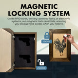 Farmhouse Rooster Gun Concealment Furniture - Handcrafted Hidden Gun Storage Wall Decor - Hidden Gun Shelf with Magnetic Lock for Quick Access