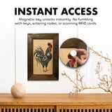 Farmhouse Rooster Gun Concealment Furniture - Handcrafted Hidden Gun Storage Wall Decor - Hidden Gun Shelf with Magnetic Lock for Quick Access