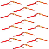 San Juan Worm Bead Head Power Worm Half and Half V-Rib - 1 Dozen Nymph Flies Hook Size 14