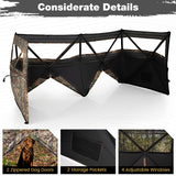 See-Through Hunting Blind Panel with Dog Door Pop up Waterflow Blind for 1-3 People