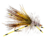 Kaufmann's Yellow Crystal Stimulator Rubber Legs Dry Fly - 1 Dozen Flies Hook Size 12
