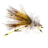 3 Pack Kaufmann's Yellow Crystal Stimulator Rubber Legs Dry Fly - Hook Size 14