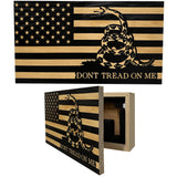 Dont Tread on Me Concealment Shelf - Quick Access Patriotic Hidden Gun Storage with Magnetic Lock - Safe & Secure Gun Concealment Furniture (Stripes)