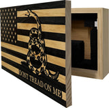 Dont Tread on Me Concealment Shelf - Quick Access Patriotic Hidden Gun Storage with Magnetic Lock - Safe & Secure Gun Concealment Furniture (Stripes)