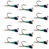 Tungsten Gasolina Perdigon Tactical Jig Euro Nymph 12 Flies Size 14