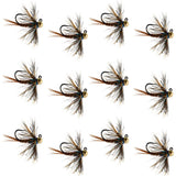 Tungsten Bead Soft Hackle Pheasant Tail Tactical Jig Czech Nymph Euro Nymphing Fly - 1 Dozen Flies Size 12