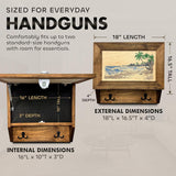 Tropical Paradise Hidden Gun Storage Coat Rack with Hooks for Coats, Bags, & Hats - Quick Access Concealment Shelf with Magnetic Lock - Handcrafted Gun Concealment Furniture