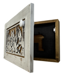 White Wolf Gun Concealment Furniture - Handcrafted Hidden Gun Storage Wall Decor - Hidden Gun Shelf with Magnetic Lock for Quick Access