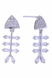 14K Fish Bone Pave CZ Post Earring