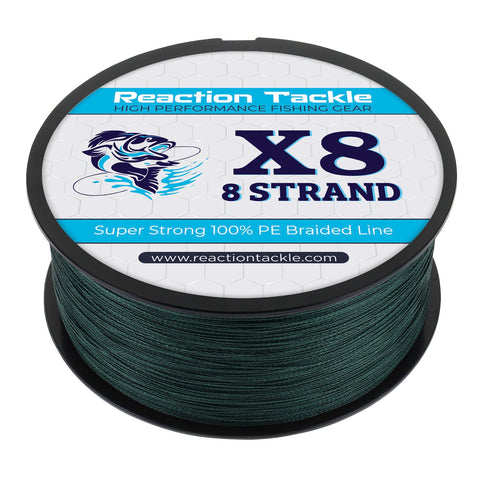 8x braided fishing line Reaction Tackle X8 Braided Fishing Line - Moss Green 8 Strand