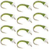 Bead Head Olive Zebra Midge Still Water Nymph 1 Dozen  Hook Size 14