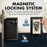 Hidden Gun Cabinet Safe with Skull Giving Middle Finger Wall Decor, Concealed Furniture
