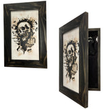 Hidden Gun Cabinet Safe with Skull Giving Middle Finger Wall Decor, Concealed Furniture