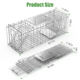 31×12×11" Folding Humane Animal Trap | Cage with Waterproof Cover & Gloves