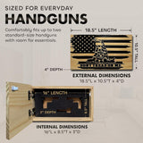 Dont Tread on Me Concealment Shelf - Quick Access Patriotic Hidden Gun Storage with Magnetic Lock - Safe & Secure Gun Concealment Furniture (Distressed)