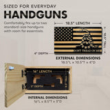 Dont Tread on Me Concealment Shelf - Quick Access Patriotic Hidden Gun Storage with Magnetic Lock - Safe & Secure Gun Concealment Furniture (Stripes)
