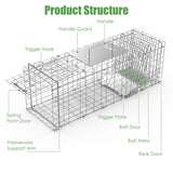 31×12×11" Folding Humane Animal Trap | Cage with Waterproof Cover & Gloves