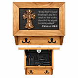 Decorative Gun Cabinet Wall-Mounted & Secure with a Cross and Exodus 22:2 - Gun safe To Securely Store Your Gun & Home Self Defense Gear