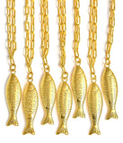 Fish - Beach Town - Small Paper Clip Chain Necklace - 18k Gold Plated 18 Inches
