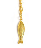 Fish - Beach Town - Small Paper Clip Chain Necklace - 18k Gold Plated 18 Inches