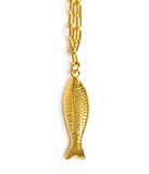 Fish - Beach Town - Small Paper Clip Chain Necklace - 18k Gold Plated 18 Inches