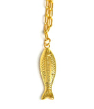 Fish - Beach Town - Small Paper Clip Chain Necklace - 18k Gold Plated 18 Inches