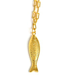 Fish - Beach Town - Small Paper Clip Chain Necklace - 18k Gold Plated 18 Inches