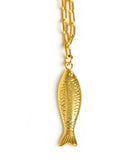 Fish - Beach Town - Small Paper Clip Chain Necklace - 18k Gold Plated 18 Inches