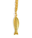 Fish - Beach Town - Small Paper Clip Chain Necklace - 18k Gold Plated 18 Inches