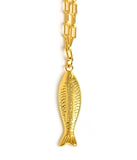 Fish - Beach Town - Small Paper Clip Chain Necklace - 18k Gold Plated 18 Inches