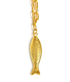 Fish - Beach Town - Small Paper Clip Chain Necklace - 18k Gold Plated 18 Inches