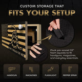 Dont Tread on Me Concealment Shelf - Quick Access Patriotic Hidden Gun Storage with Magnetic Lock - Safe & Secure Gun Concealment Furniture (Stripes)