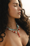 Coral Reef Fish Charm Necklace - Ocean Blue & Coral Beaded Necklace